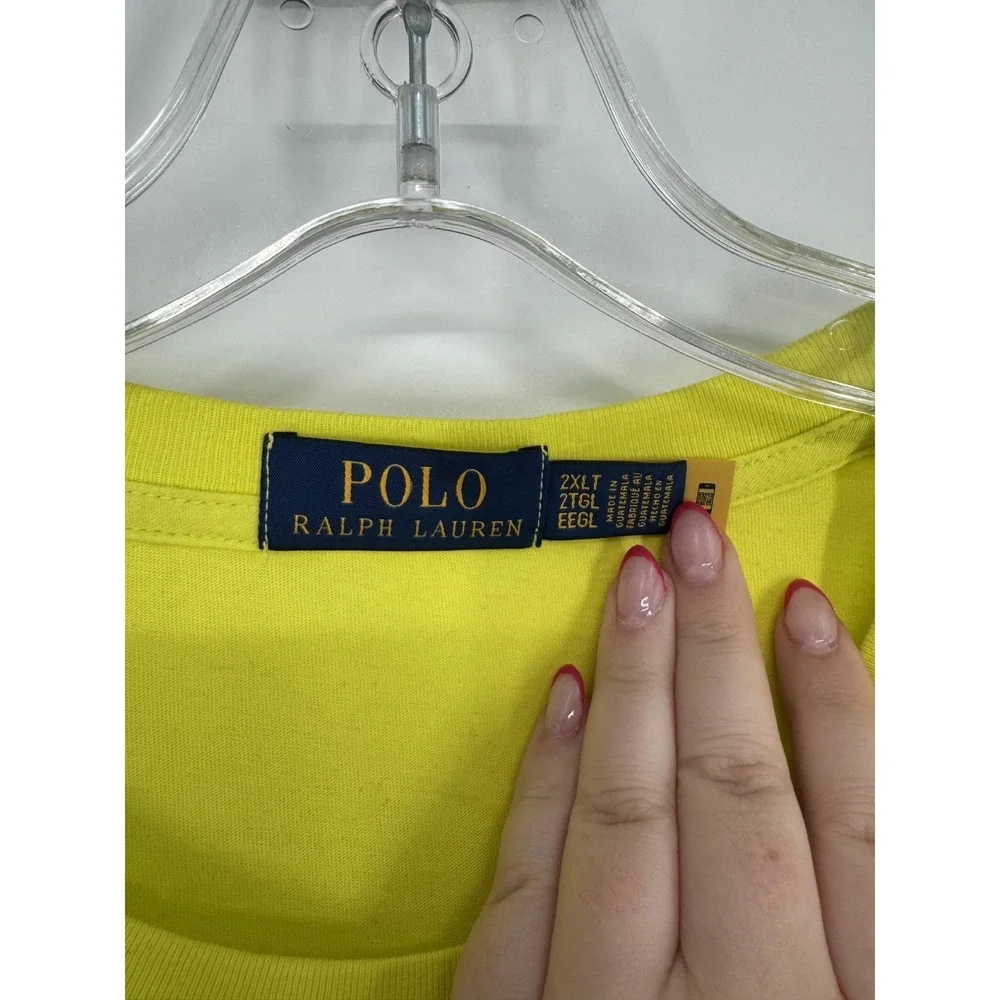 Polo Ralph Lauren Bear T Shirt 2XL‎ Tall 2XLT Neon Fluorescent Short Sleeve Tee
